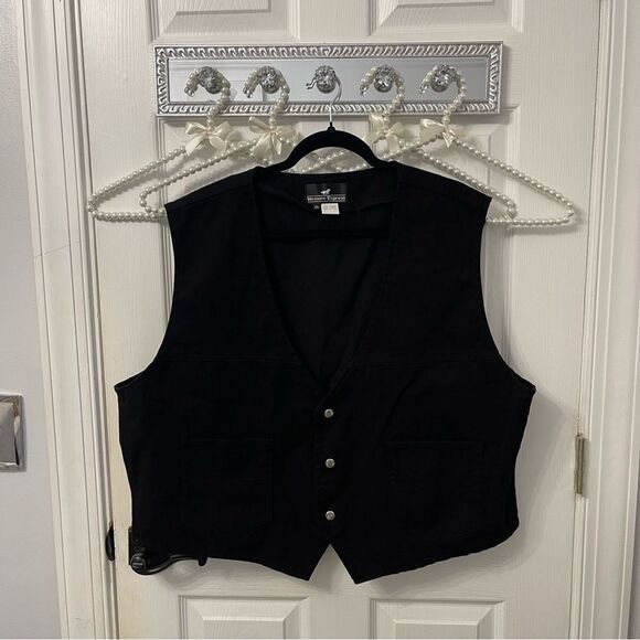 Western Express Cowboy Riding Black Denim Vest - Picture 1 of 6